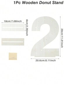 1 套 0-9 木制甜甜圈展示架支架板，生日派对桌面装饰派对婚礼性别揭秘派对用品 - 彩色 - 查看 8