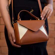 Women's Bag Envelope Bicolor Cross Strap Promotion - 摩卡棕 - 查看 2