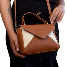 Women's Bag Envelope Bicolor Cross Strap Promotion - 摩卡棕 - 查看 3