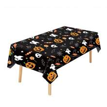 Halloween Pumpkin Ghost Tablecloth,54" X 108" Rectangular Plastic Spider Web Table Cloth Large Size Halloween Table Covers For Home Decor Halloween Party Decorations,Halloween Decor,Home Decor Halloween Party - Multicolor - View 5