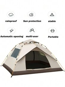 Carpa de campamento para 2 - 3 personas, carpa de campamento familiar impermeable, doble capa resistente a los rayos ultravioleta, 2 ventanas, 2 tiendas de campaña familiares inmediatas para acampar y caminar - Blanco - Ver 5