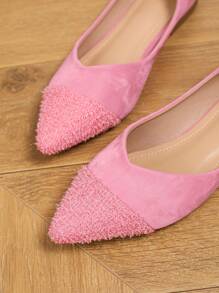 Women's Loafers Pointed Toe Heel Shoes - Hot Pink - View 6