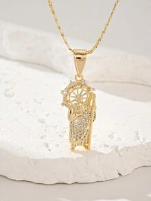 1pc Popular Zirconia Pendant Necklace, Suitable For Daily Wear - Gold - View 7