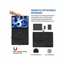Custodia con tastiera touchpad compatibile con iPad, tastiera Bluetooth magnetica staccabile con portapenna S integrato, custodia con tastiera senza fili sottile e staccabile (rosa), funzione Sospensione/Riattivazione automatica, compatibile con iPad 1 2 3 4 5 6 7 8 9, iPad 10, iPad Pro 11, iPad Air 4, iPad Air 5