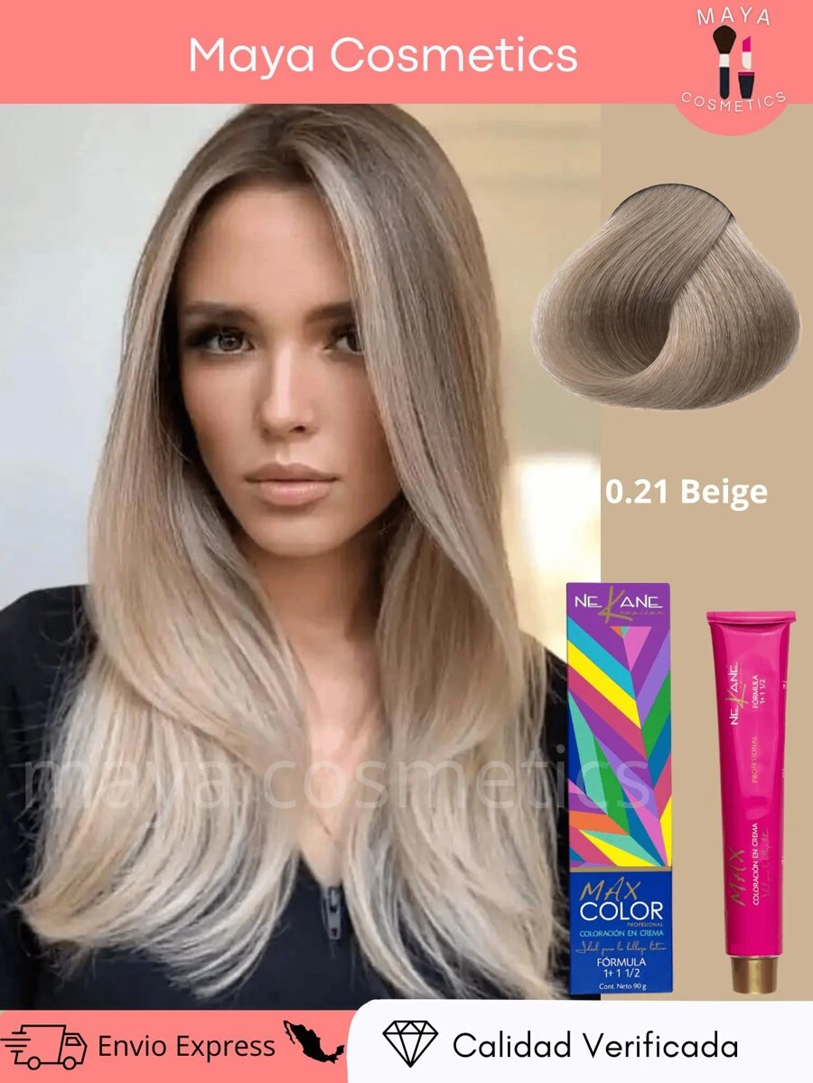 NEKANE Professional Permanent Cream Hair Color, Excellent For Gray Coverage, 90g Tube + 20 Vol. Peroxide. Halloween - 10.21 Beige - View 1