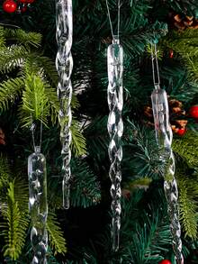 12 件透明圣诞冰锥装饰冰条人造冰柱装饰创意圣诞树线冰块，圣诞装饰，圣诞礼物 - 彩色 - 查看 10