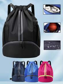 大容量篮球背包，防水设计，干湿分离，抽绳口袋，便携式运动篮球收纳包，适合日常运动、户外活动、节日和生日礼物，运动必备品