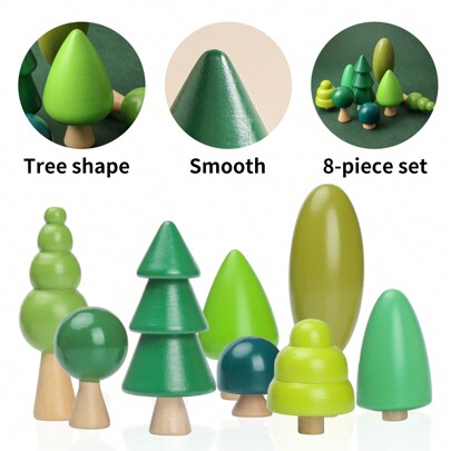1 Set Wooden Forest Tree House Building Playset, Stacking Blocks Assembly Educational Toy,Baby Toys Wood,Doll House Wood,Educational Baby Toys