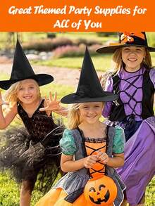 1/2/5/10 件儿童万圣节黑女巫帽万圣节服装女巫配饰帽子万圣节庭院派对装饰礼品 - 黑色 - 查看 7