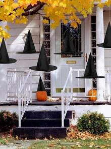 1/2/5/10 件儿童万圣节黑女巫帽万圣节服装女巫配饰帽子万圣节庭院派对装饰礼品 - 黑色 - 查看 8