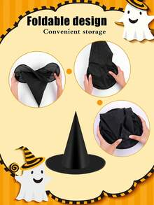 1/2/5/10 件儿童万圣节黑女巫帽万圣节服装女巫配饰帽子万圣节庭院派对装饰礼品 - 黑色 - 查看 9