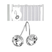 12 chiếc móc treo rèm tắm đính đá pha lê acrylic lấp lánh, màu trắng và tím, phụ kiện rèm cửa phòng tắm và phòng ngủ. - trắng - Xem 5