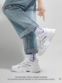 Comfortable Breathable Casual Thick-Sole Outdoor Increased Height Women's Shoes, Thin Mesh Fabric, Hollow Mesh Sneakers, Summer 2024 New Versatile Sport Running Shoes For Women - White - View 3