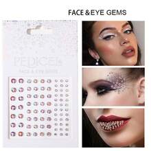 TOEDO 1pc Pearl Crystal Rhinestone Sticker, Holiday Face Decoration Sticker, DIY Face Decoration Rhinestone Sticker, Suitable For Clothing, Party And Dance - Multicolor - View 1
