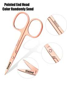 1PC Laser Customized Eyebrow Scissors Stainless Steel Eyelashes Nose Hair Remove Round Point Head Trimmer Personal Care Round Head Small Beard Eyebrow Facial Hair Cut Trimming Men And Women Makeup Beauty Tools - Multicolor - View 12