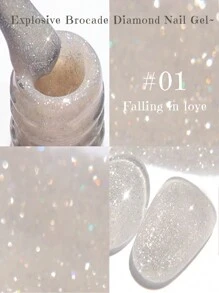 MIANEL 12ML 粉色蓝色白色绿色系列带爆炸闪光凝胶指甲油，2025 新款流行云锦钻石凝胶油指甲油指甲胶美甲用品棕色指甲万圣节指甲圣诞指甲秋季指甲绿色指甲粉色指甲白色指甲红色指甲需要 UV 指甲灯干燥，适合美甲沙龙使用和 DIY 美甲用品 - 彩色 - 查看 3