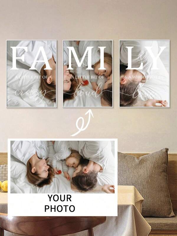 3pcs/Set Custom Poster Set Unframed Personalized High-Quality Canvas Printing, Custom Image Wall Art And Decor For Bedroom, Living Room, Corridor, Bathroom, Kitchen, And Room Decoration ,Birthday Gift, Couple Gift, Unique Wedding Gift, Anniversary Gift, Gift For Wife/Her/Girlfriend/Friend