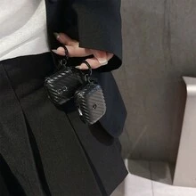 Creative Carbon Fiber Leather Airpods Pro/Pro2 1/2/3 Protective Case, Crocodile Skin Texture Anti-Drop Cover - Black - View 9