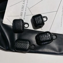 Creative Carbon Fiber Leather Airpods Pro/Pro2 1/2/3 Protective Case, Crocodile Skin Texture Anti-Drop Cover - Black - View 2