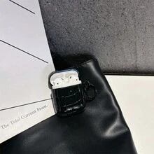 Creative Carbon Fiber Leather Airpods Pro/Pro2 1/2/3 Protective Case, Crocodile Skin Texture Anti-Drop Cover - Black - View 10