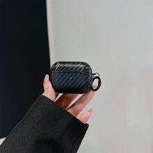 Creative Carbon Fiber Leather Airpods Pro/Pro2 1/2/3 Protective Case, Crocodile Skin Texture Anti-Drop Cover - Black - View 4