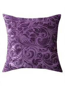 1 件重磅天鹅绒压花抱枕套，经典花卉浮雕天鹅绒面料，欧式枕套，欧式抱枕套，室内/室外 - （18 英寸 X 18 英寸），红色） - 紅色 - 查看 2