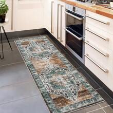 Living Room Area Rugs Indoor Vintage Boho Rug Bedroom Traditional Washable Rug Non Slip Distressed Floor Carpet For Dining Room Floral Print Retro Carpet Mat Throw Rug Hallway Runner Kitchen Floorcover Mat Entryway Mat For Laundry Bathroom, Taupe - 鏽 - 查看 4