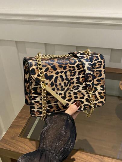 迷你时尚格纹撞色缝线斜挎包，金属链条肩带方形钱包，适合购物