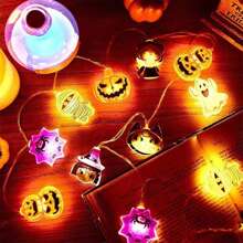 1 pièce 10/20/40 LED Guirlandes lumineuses de décoration d'Halloween - Citrouille, Fantôme, Araignée, Momie, Décoration de vacances et de maison, Décoration d'Halloween, Décoration de chambre, Décoration de jardin d'Halloween pour cadeau, Décoration de fête des fées, Décoration de festival