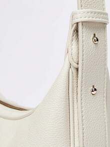 全新纯色可调节肩带新月形单肩手提包斜挎包 - 白色 - 查看 5