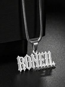 1pc New Product Advanced DIY Name Customization Hollow Out Special Flame English Letter Pendant Necklace Women's Stainless Steel Round Snake Chain Jewelry, Electroplated 18k Gold Stainless Steel Necklace, Including Gift Box, For Friends, Couples, Family, Festival Gifts
