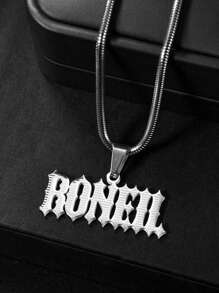 1pc New Product Advanced DIY Name Customization Hollow Out Special Flame English Letter Pendant Necklace Women's Stainless Steel Round Snake Chain Jewelry, Electroplated 18k Gold Stainless Steel Necklace, Including Gift Box, For Friends, Couples, Family, Festival Gifts