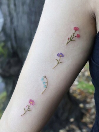 1pc Waterproof, Sweat-Resistant, Machine Washable Colorful Cartoon Flower Temporary Tattoo Sticker, Suitable For People