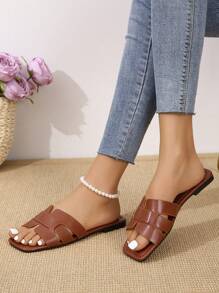 Women Cut Out Slide Sandals, Elegant Summer Flat Sandals