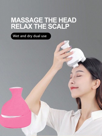 便携式电动头部按摩器手持式揉捏头皮按摩器头部抓痒器全身按摩高频 4 头电动头皮刺激器硅胶头部按摩器