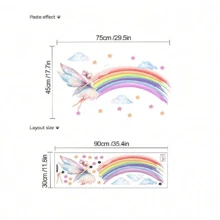 Cô gái tiên hoạt hình, Miếng dán tường hình đám mây cầu vồng, Giấy dán tường trang trí đầu giường phòng ngủ phòng trẻ em, Tự dính có thể tháo rời. Trang trí phòng bé gái/bé trai, Phòng trẻ em, Trang trí phòng trẻ em, Miếng dán tường phòng em bé, Miếng dán phòng trẻ sơ sinh - Nhiều màu - Xem 12