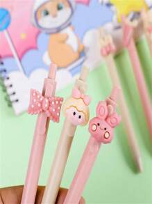 6入組粉色可愛原子筆，卡哇伊學習文具，測試壓力考試簽名學校用品辦公室配件 - 杏色 - 查看 5