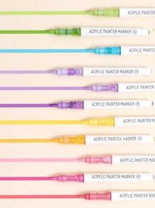 9 Stücke gerade Flüssig-Acryl Marker Stifte mit weichen Spitzen für Kunststudierende, geeignet für nicht-transparentes Graffiti und stapelbare Farben, verwendbar für DIY Malerei auf Holz, Keramik und Steinen