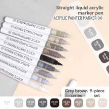 9 Stücke gerade Flüssig-Acryl Marker Stifte mit weichen Spitzen für Kunststudierende, geeignet für nicht-transparentes Graffiti und stapelbare Farben, verwendbar für DIY Malerei auf Holz, Keramik und Steinen