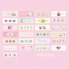 YUXIAN 50张/本迷你贴纸书，甜心糖果系列，韩国Ins风小动物和甜点风格贴纸，剪贴簿用品，装饰笔记本相框手机壳水杯垃圾杂志文具盒拼贴装饰 - 彩色 - 查看 16