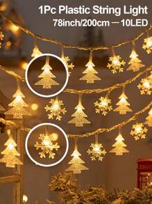 1pc, 10/20 Warm White LED, 2M/3M Snowflake String Lights, Decorative Lighting, For Christmas, Wedding, Indoor/Outdoor Party Decor,Christmas - Yellow - View 9