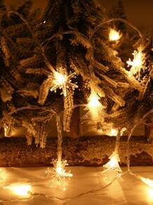 1pc, 10/20 Warm White LED, 2M/3M Snowflake String Lights, Decorative Lighting, For Christmas, Wedding, Indoor/Outdoor Party Decor,Christmas - Yellow - View 3