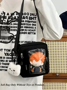 迷你 Itabag 女士韩国休闲斜挎包透明口袋小单肩包钱包和手机 Ita Bag Y2K DIY 包，街头和日式风格女包 - 黑色 - 查看 6