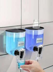 1pc Wall-Mounted Mouthwash Dispenser, Manual Press HandSanitizer Soap Dispenser, Shampoo Shower Gel Soap Dispenser, LotionContainer For Bathroom, Bathroom Accessories Home Bathroom Decor Fall Decor Back To School