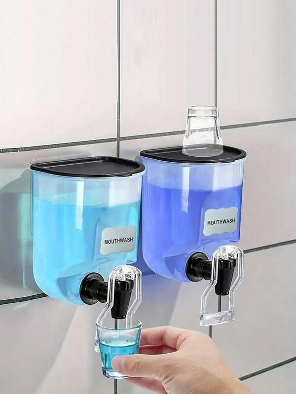 1pc Wall-Mounted Mouthwash Dispenser, Manual Press HandSanitizer Soap Dispenser, Shampoo Shower Gel Soap Dispenser, LotionContainer For Bathroom, Bathroom Accessories Home Bathroom Decor Fall Decor Back To School