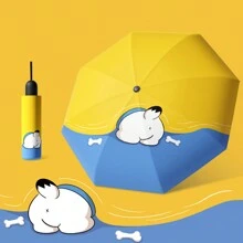 1 件可爱卡通猫狗印花紧凑型折叠雨伞，防雨防晒，多功能旅行伞男孩情人节心形情人节夏季降温、海滩、旅行 - 彩色 - 查看 14