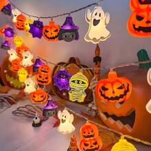 1 pièce 10/20/40 LED Guirlandes lumineuses de décoration d'Halloween - Citrouille, Fantôme, Araignée, Momie, Décoration de vacances et de maison, Décoration d'Halloween, Décoration de chambre, Décoration de jardin d'Halloween pour cadeau, Décoration de fête des fées, Décoration de festival