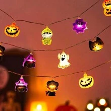 1 pièce 10/20/40 LED Guirlandes lumineuses de décoration d'Halloween - Citrouille, Fantôme, Araignée, Momie, Décoration de vacances et de maison, Décoration d'Halloween, Décoration de chambre, Décoration de jardin d'Halloween pour cadeau, Décoration de fête des fées, Décoration de festival