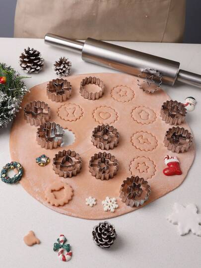 9PCS/11PCS/1SET Stainless Steel Christmas Cookie Cutter Molds, Restaurant Party Holiday Baking Decoration DIY Molds, Kitchen Accessories Christmas Christmas DecorChristmas Decorations Christmas Gifts