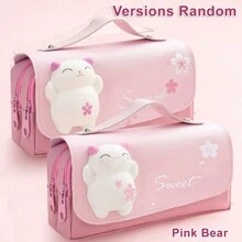 1个可爱小学生多功能大容量可拆卸甜甜圈造型减压铅笔盒、铅笔袋、书包、文具 - 紫色 - 查看 5